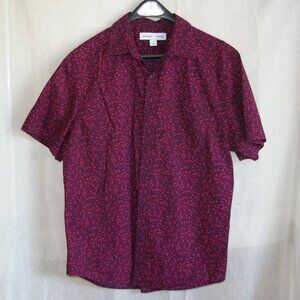 Old Navy Blue and Red Button Shirt with Floral Pattern